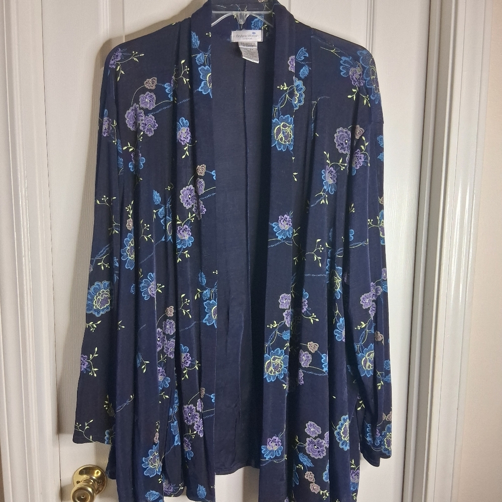 Floral Open-Front Women's Packable Blazer Sz 2x Tall